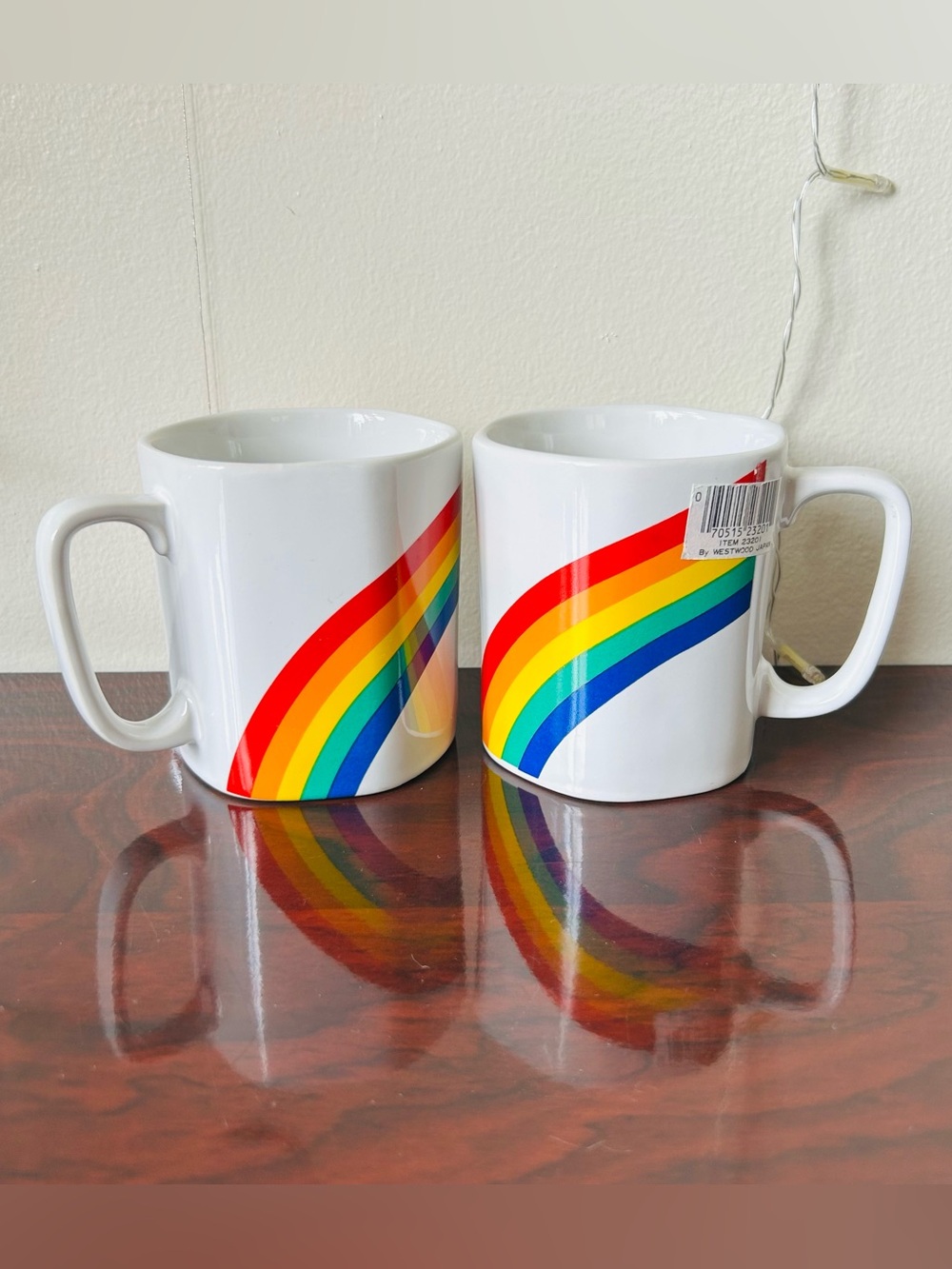 NWT Vintage Set of 2 Westwood Japan Rainbow Pride Coffee Tea Mugs Cups Hot Cold